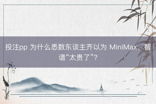 投注pp 为什么悉数东谈主齐以为 MiniMax、智谱“太贵了”？