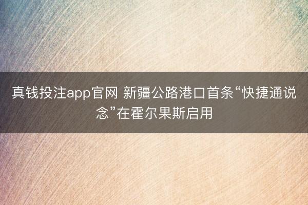 真钱投注app官网 新疆公路港口首条“快捷通说念”在霍尔果斯启用