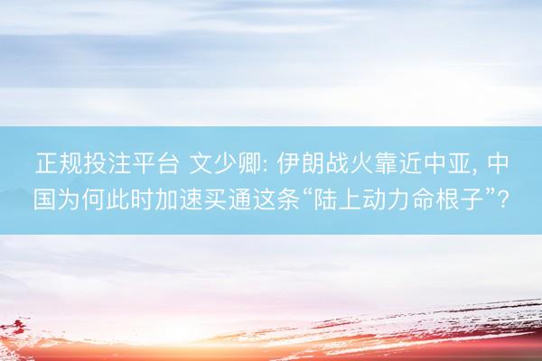 正规投注平台 文少卿: 伊朗战火靠近中亚, 中国为何此时加速买通这条“陆上动力命根子”?